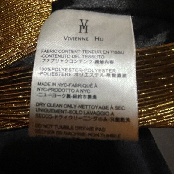Vivienne Hu Metallic Gold Ribbed Plisse Lame Ruffle Mini Skirt - Size 4 - Picture 5 of 8